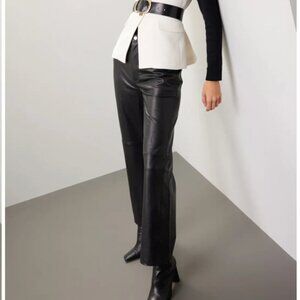 VEDA Pants Black Real Leather High Waisted US 10- 12